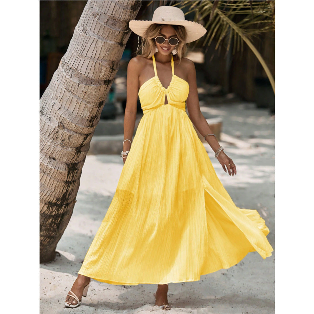 The Golden Coast Halter Maxi Dress