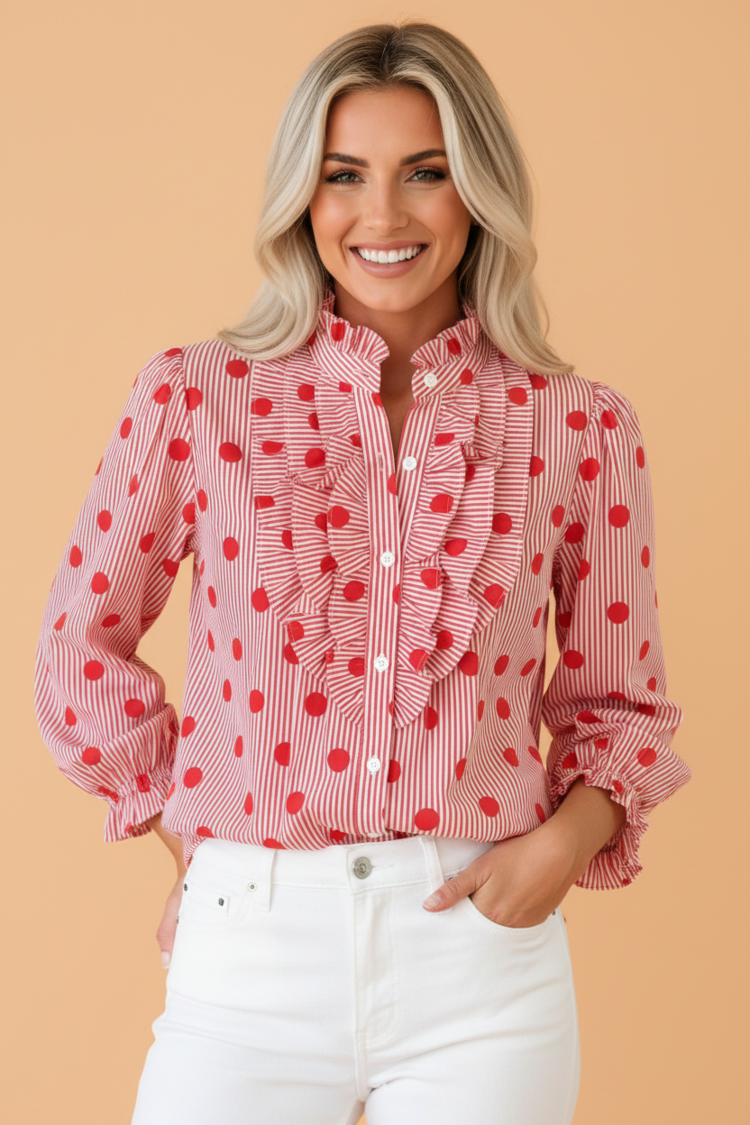 Darling Dot Ruffle Blouse