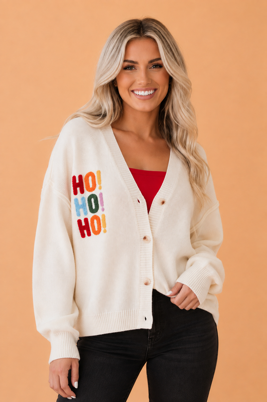 Holly Jolly Ho Ho Ho Cardigan