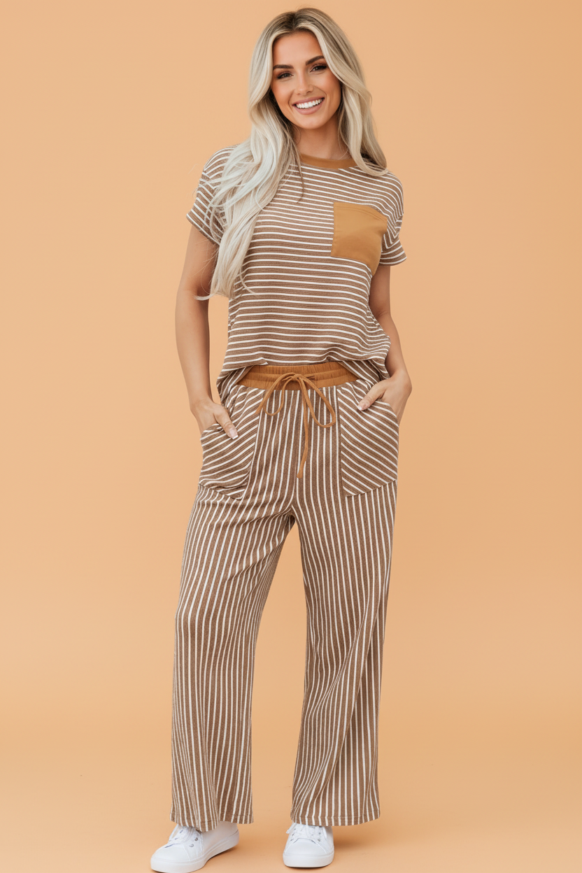 Saddle Stripe Wide Leg Matching Set