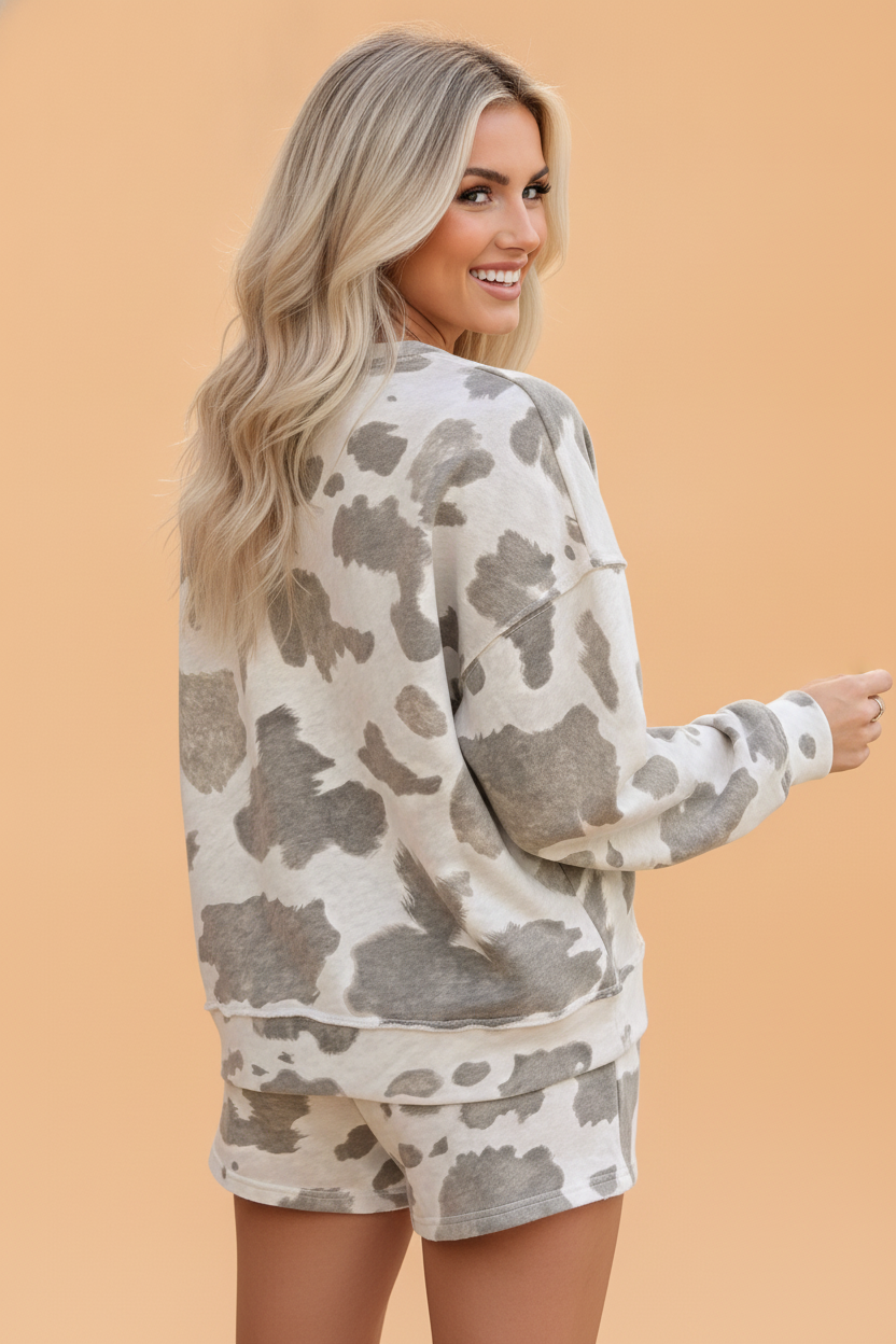 Cowgirl Off-Duty Cow Print Lounge Set