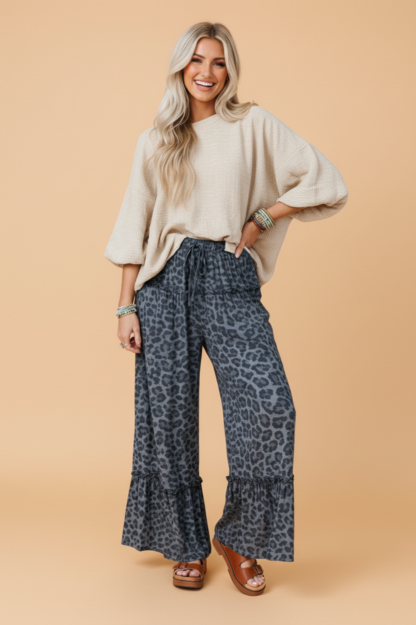 Wild Side Leopard Wide Leg Pants
