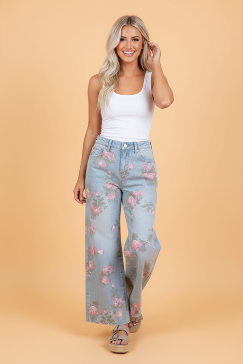 The Wildflower Lane Wide Leg Jeans