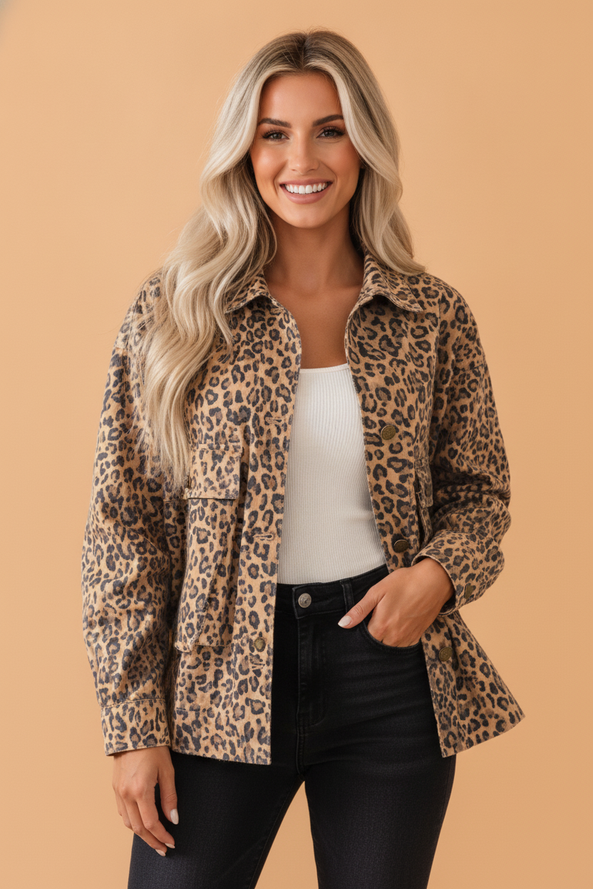 The Wild Side Leopard Denim Jacket