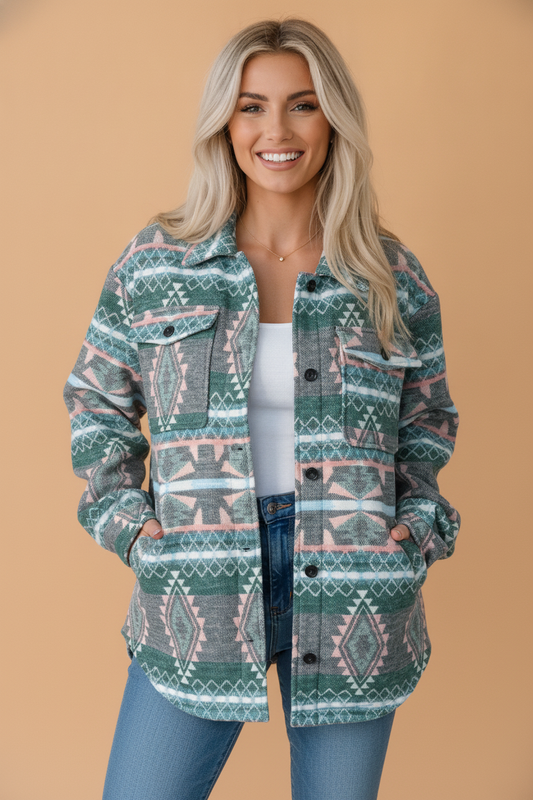 Mesa Sky Western Print Shacket