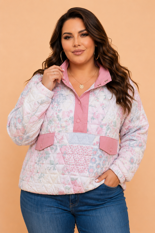 The Wildflower Quilted Snap Pullover