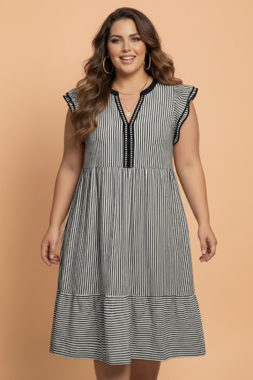 Mesa Stripe Flutter Sleeve Dress