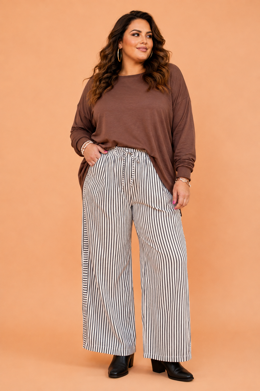 The Easy Stripe Tie Waist Wide Leg Pants
