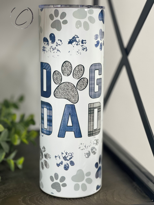 Dog Dad Paw Print 20oz Skinny Tumbler