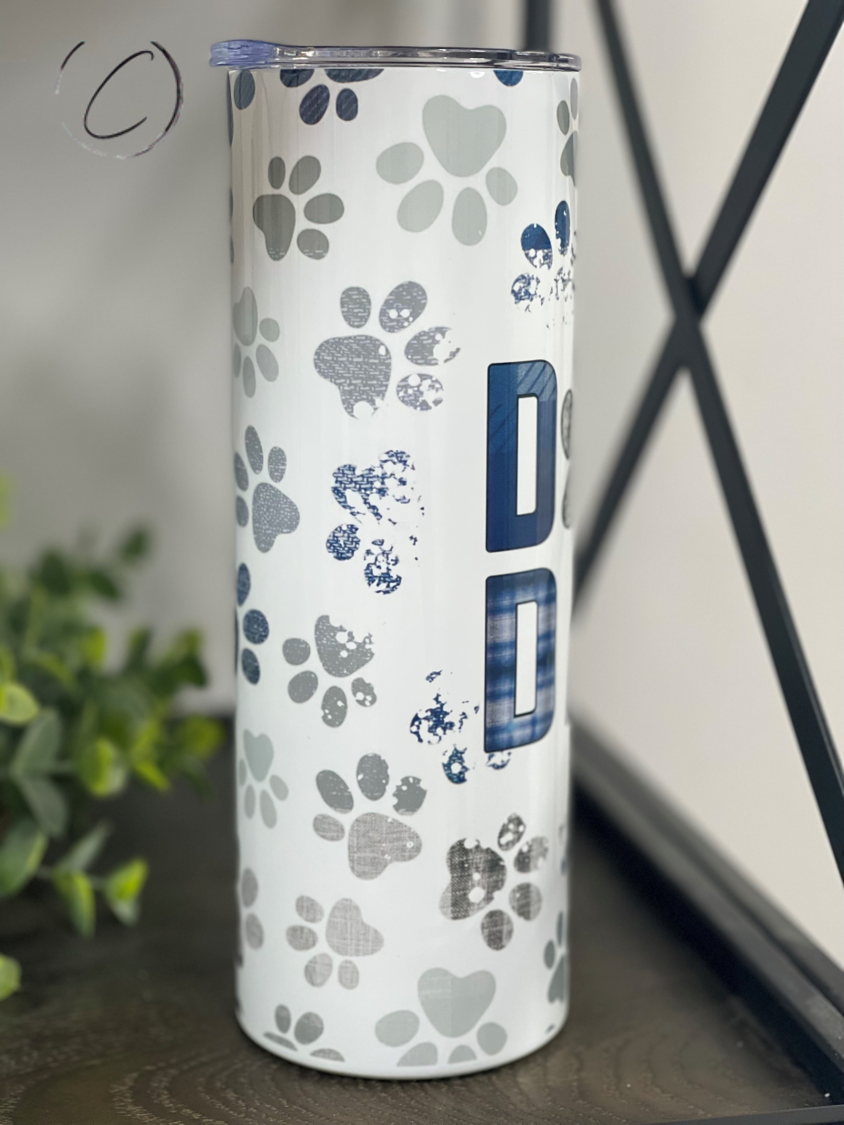 Dog Dad Paw Print 20oz Skinny Tumbler