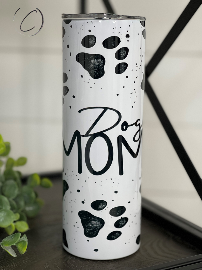 Dog Mom Paw Print Tumbler | 20oz Insulated Cup
