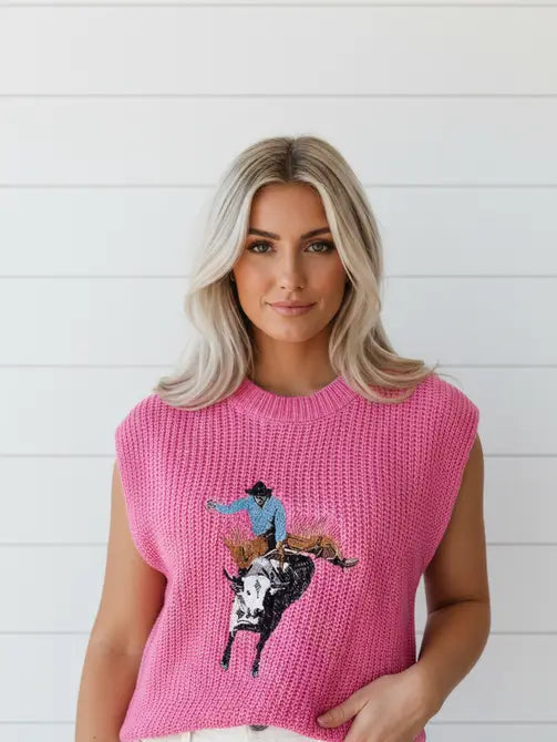 Saddle Up Embroidered Sweater Vest