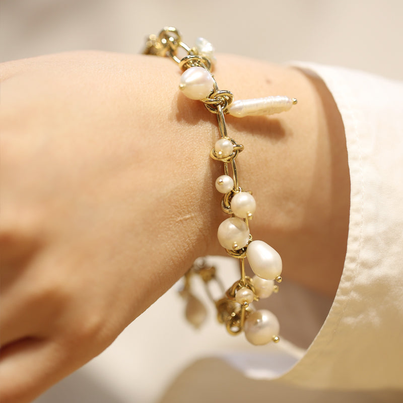 Seafoam Baroque Pearl Statement Bracelet