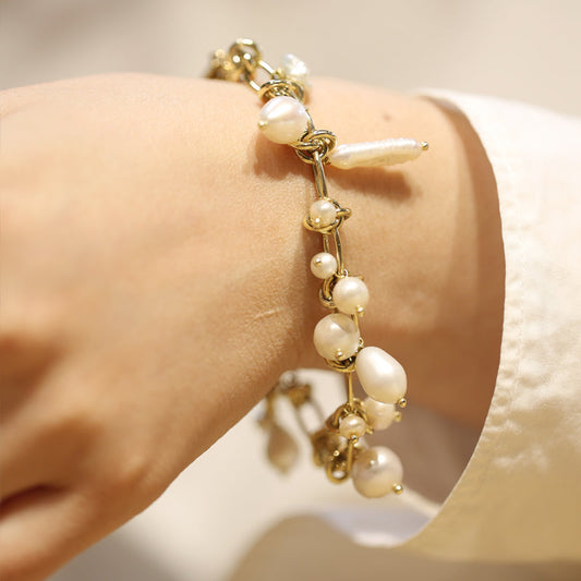 Seafoam Baroque Pearl Statement Bracelet
