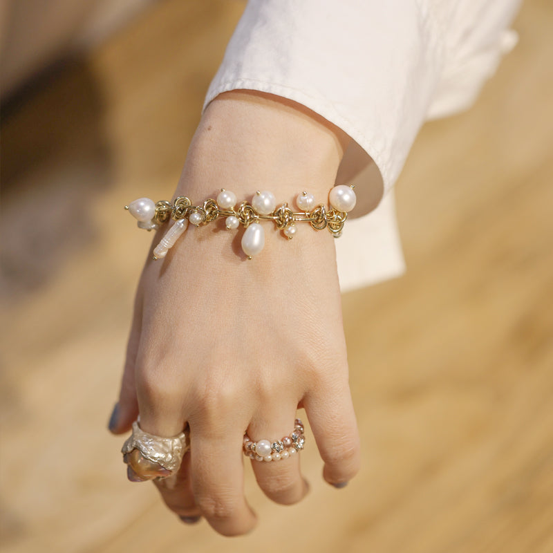 Seafoam Baroque Pearl Statement Bracelet