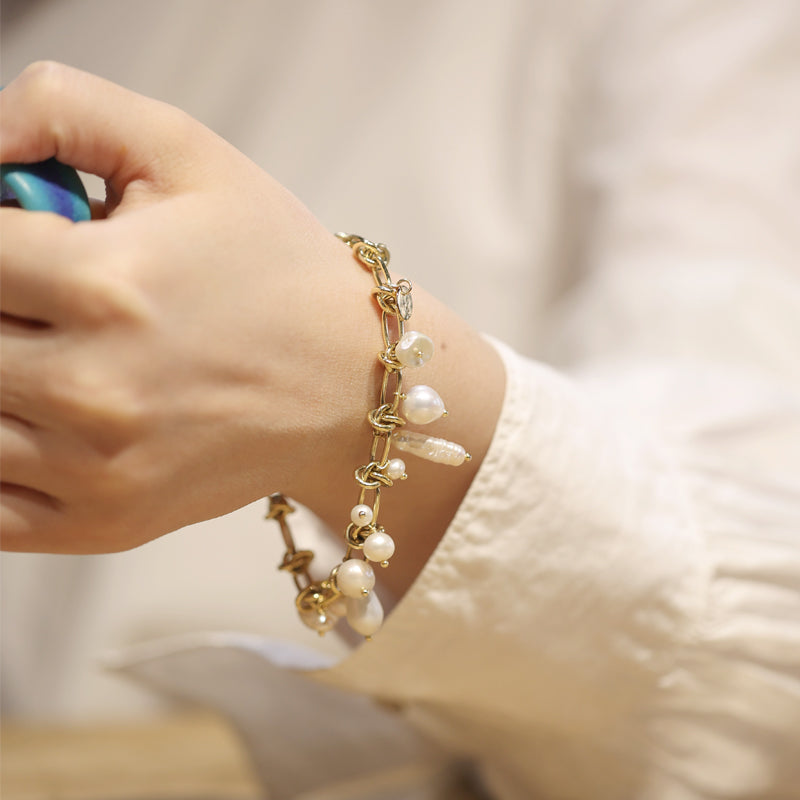 Seafoam Baroque Pearl Statement Bracelet