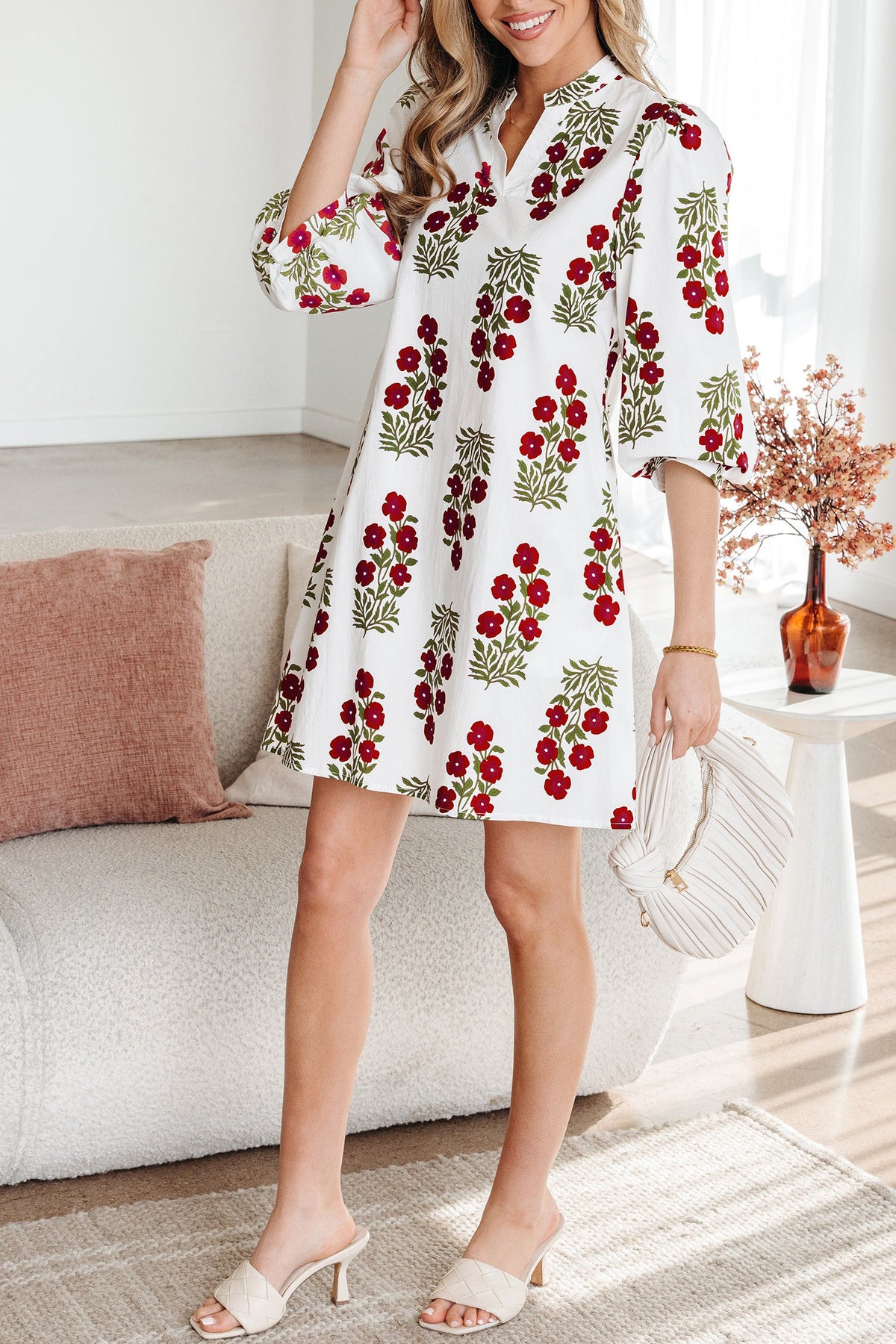 The Prairie Rose Puff Sleeve Mini Dress