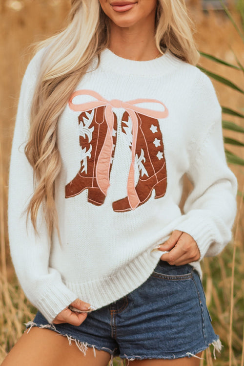 Cowgirl Boots Bow Sweater