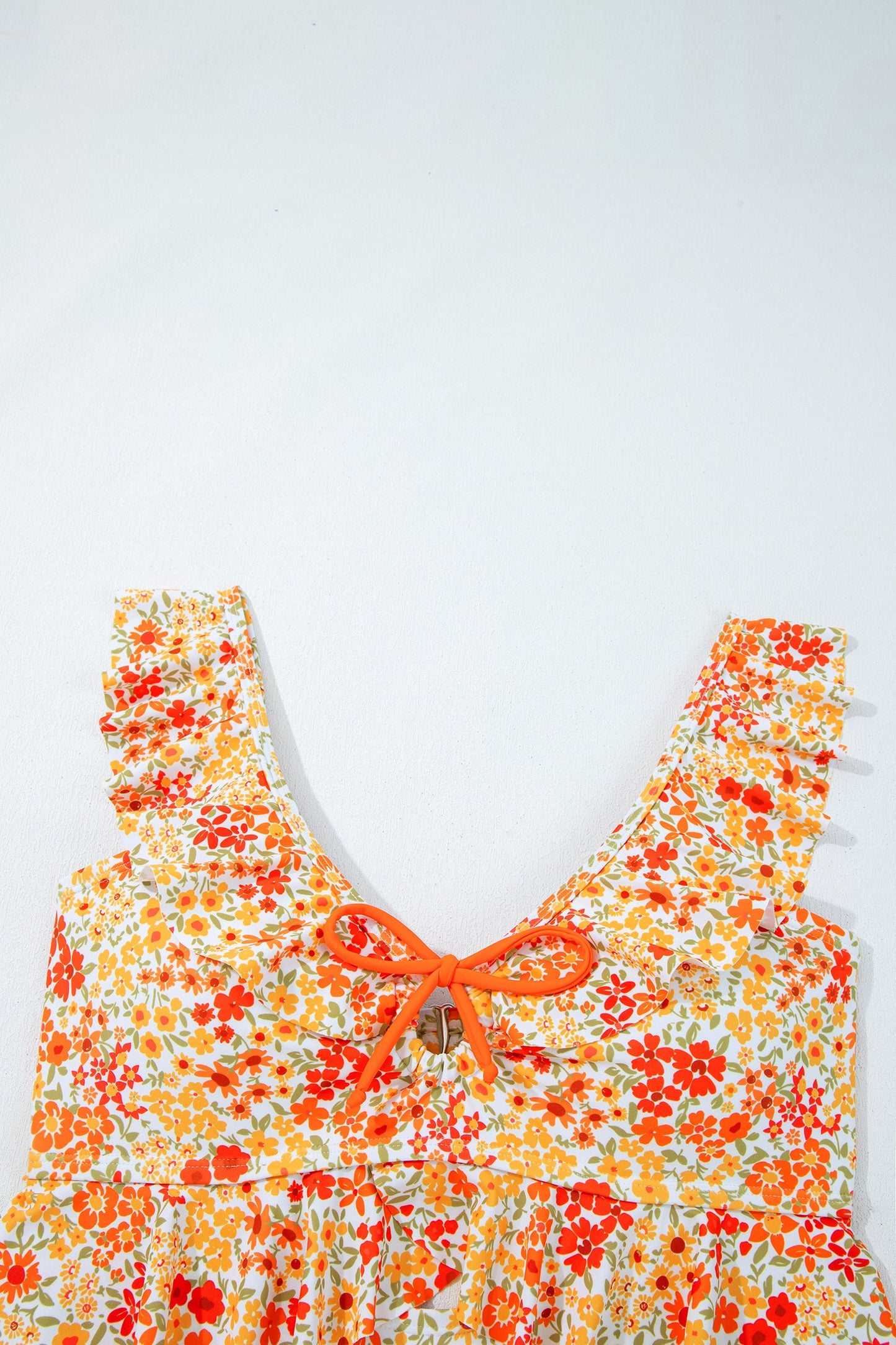 Golden Bloom Ruffle One-Piece Swimsuit