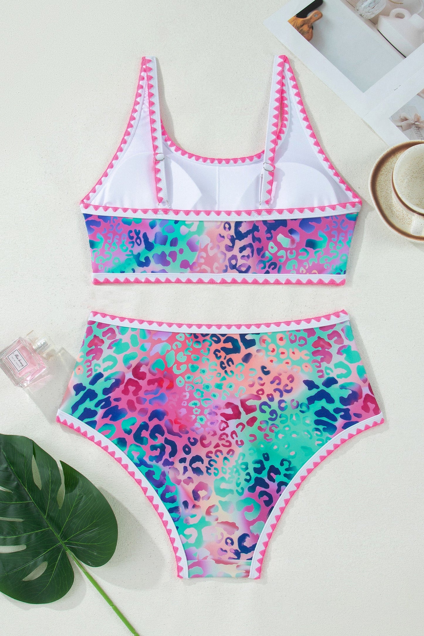 Wild Bloom Leopard High-Waist Bikini Set