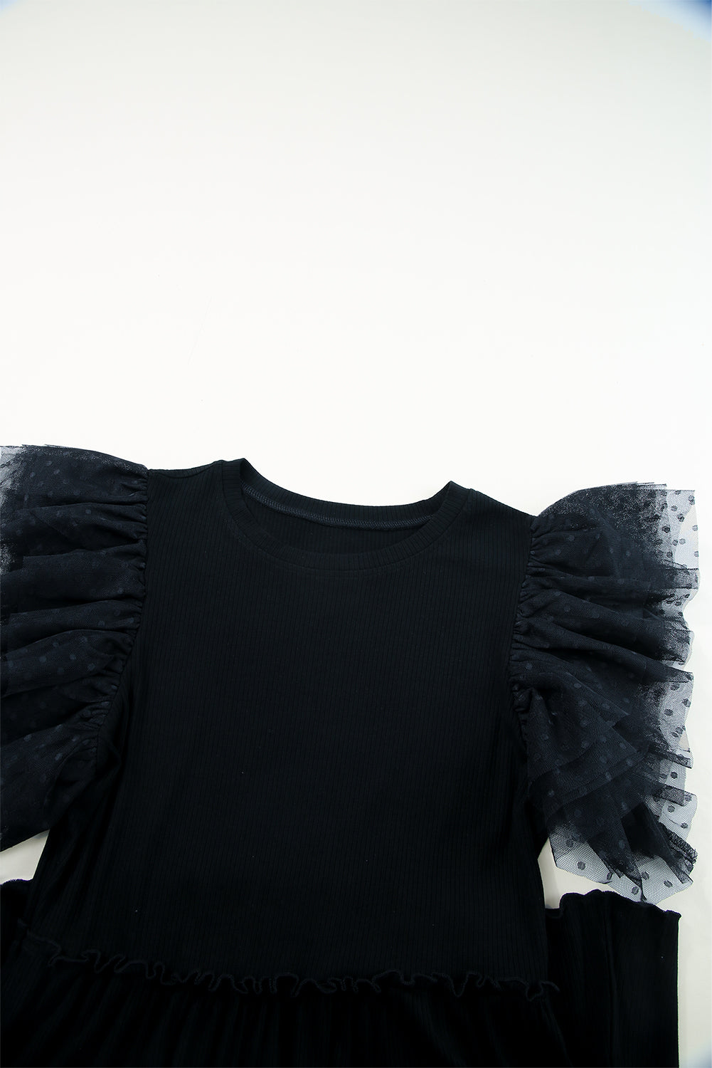 Midnight Belle Ruffle Sleeve Dress