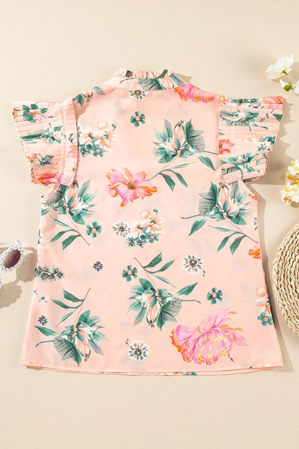 Prairie Rose Pleated Sleeve Blouse