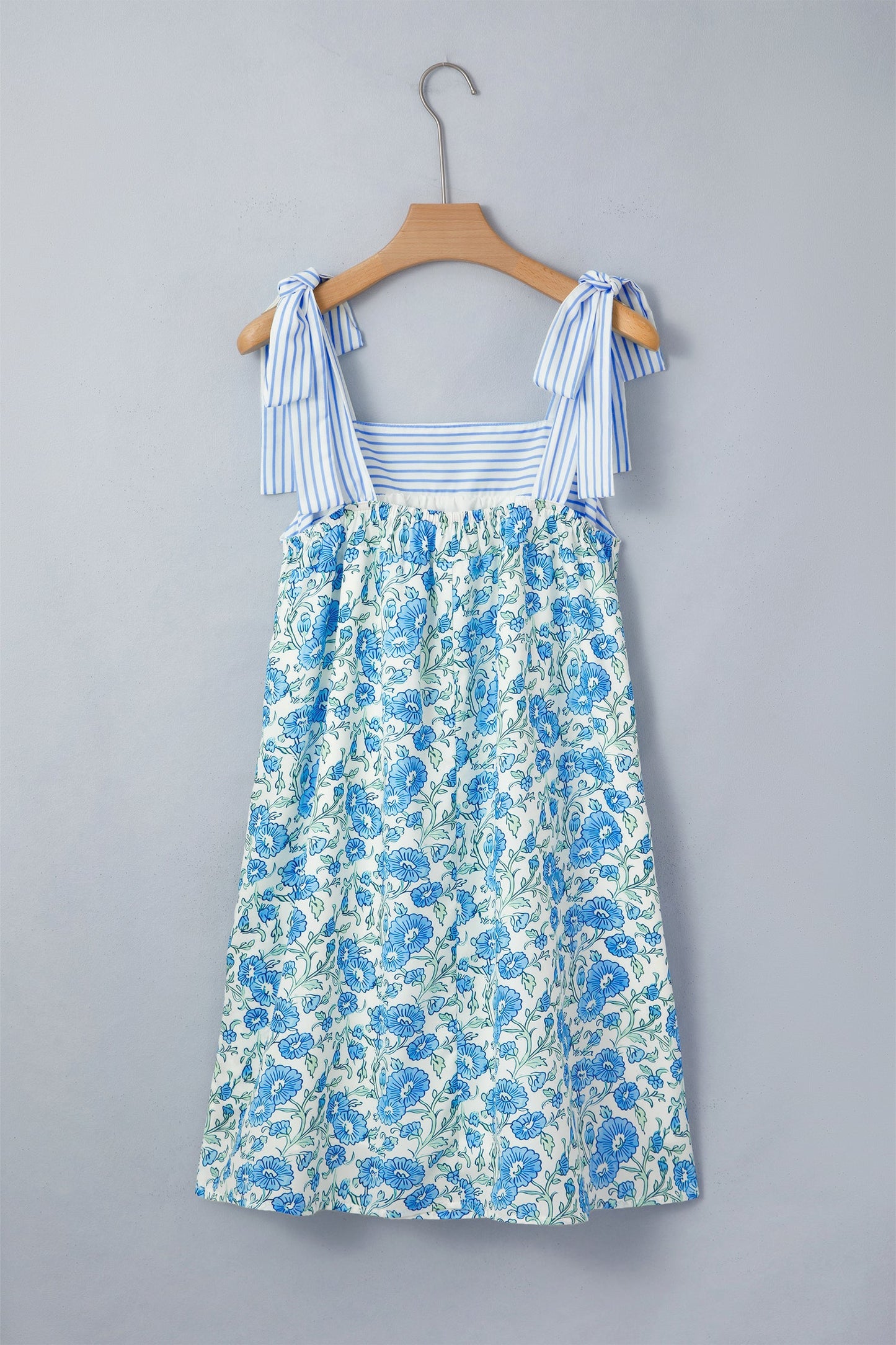 Blue Belle Bow Strap Mini Dress