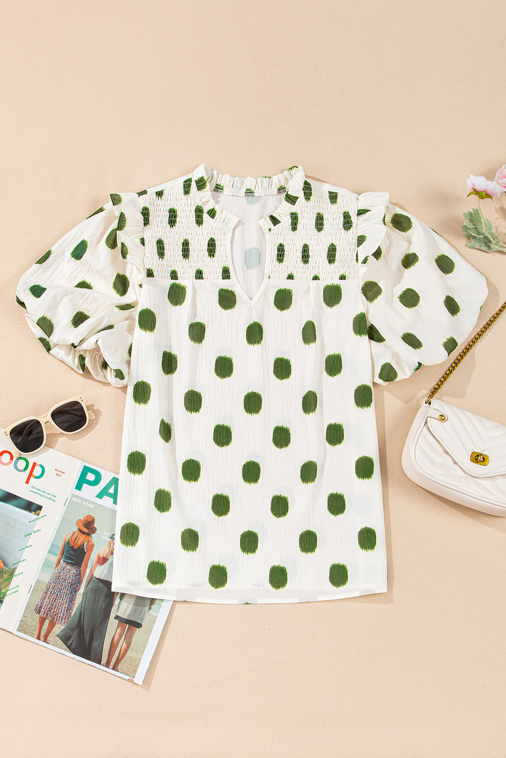 Darlin' Dots Balloon Sleeve Blouse
