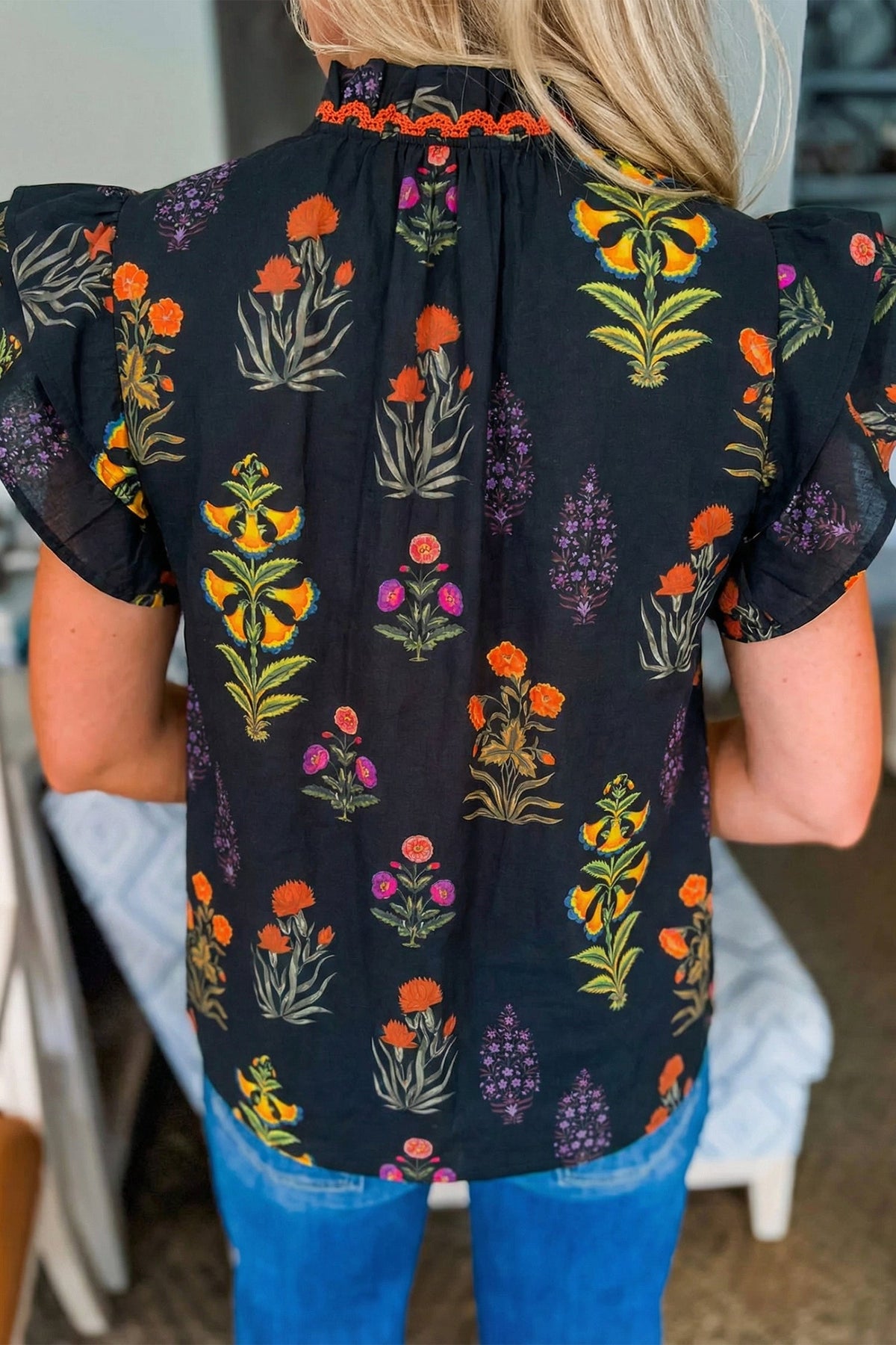 Wildflower Nights Lace-Trim Blouse