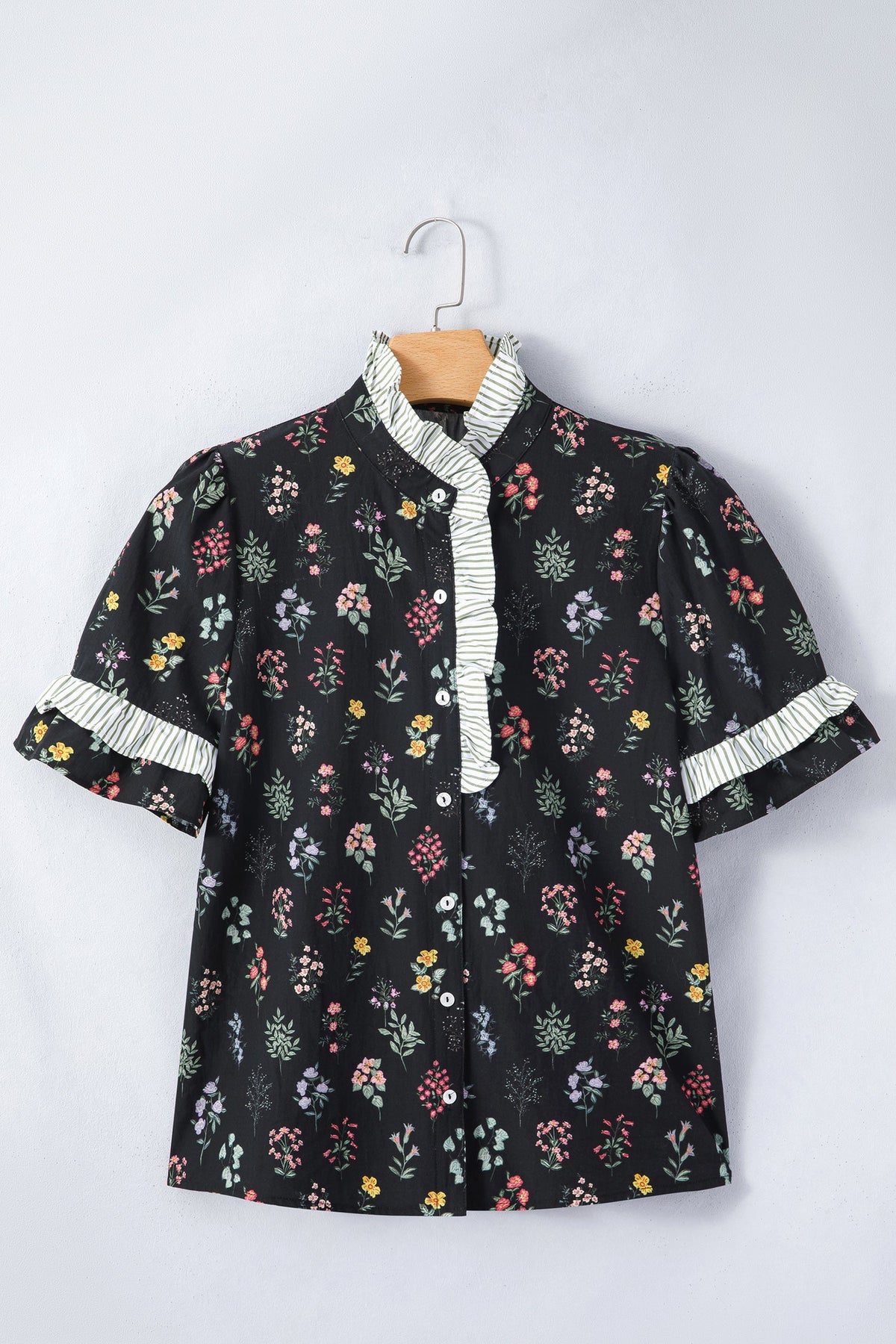 Midnight Meadow Contrast-Trim Blouse