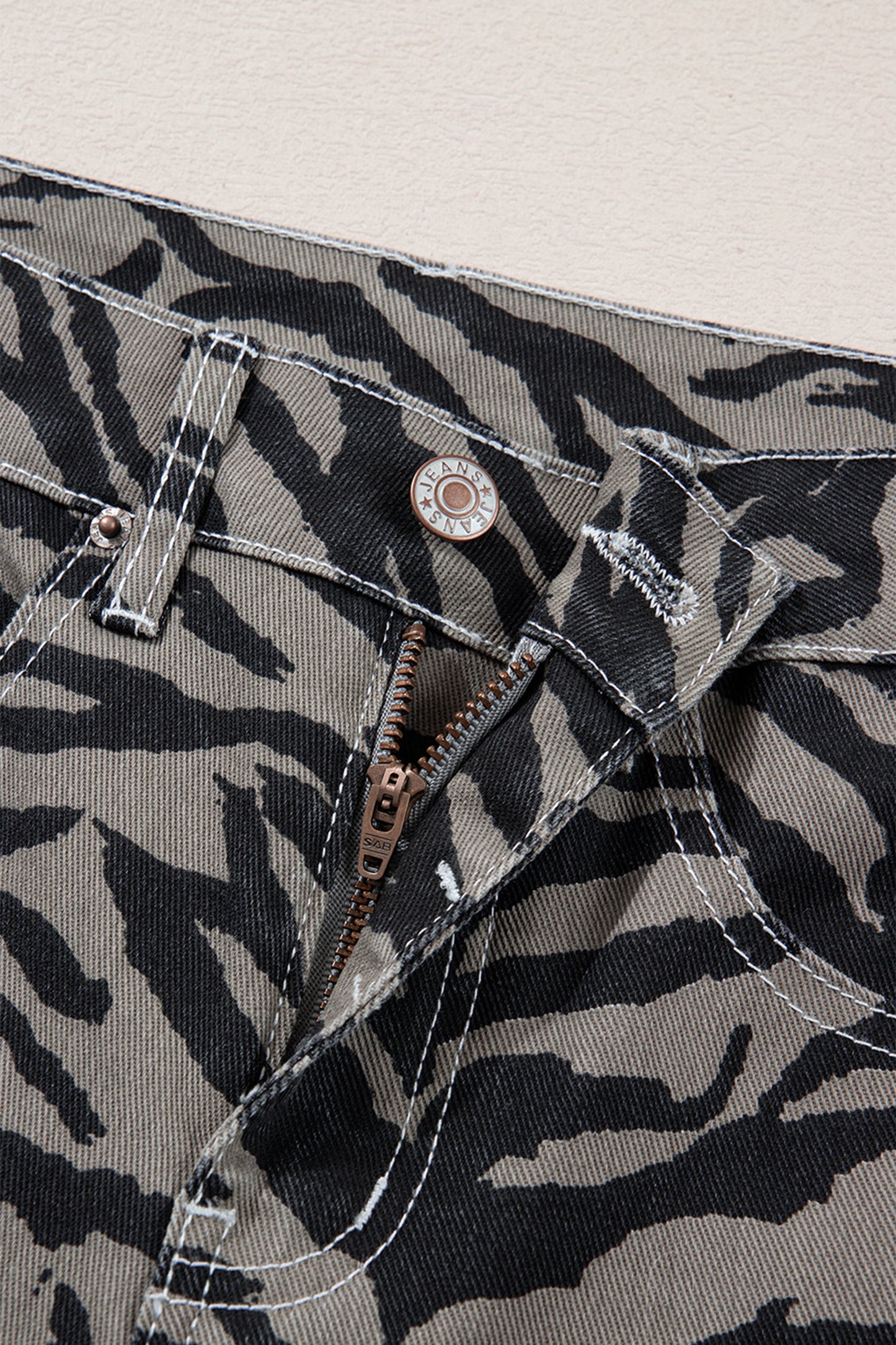 The Wild Streak Zebra Barrel Jeans