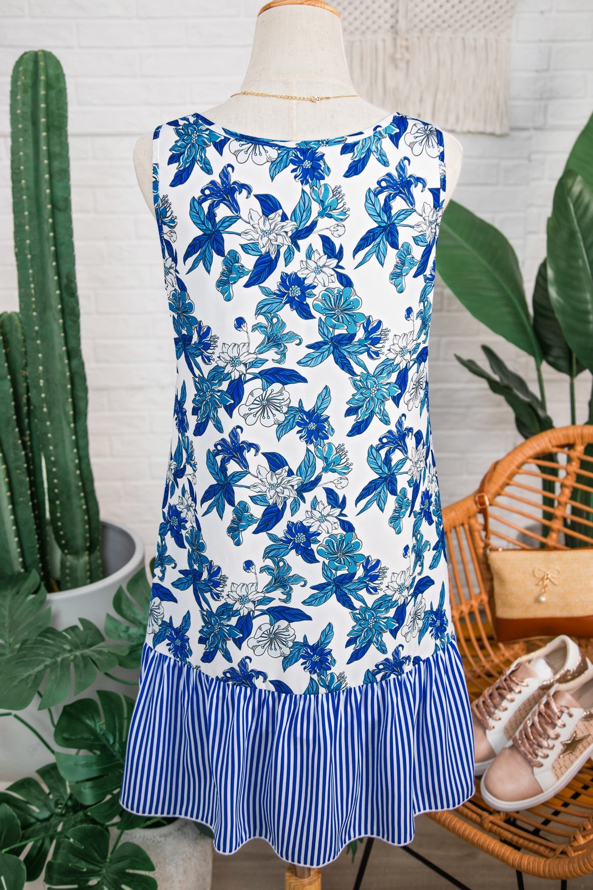 Bluebell Breeze Floral Ruffle Dress