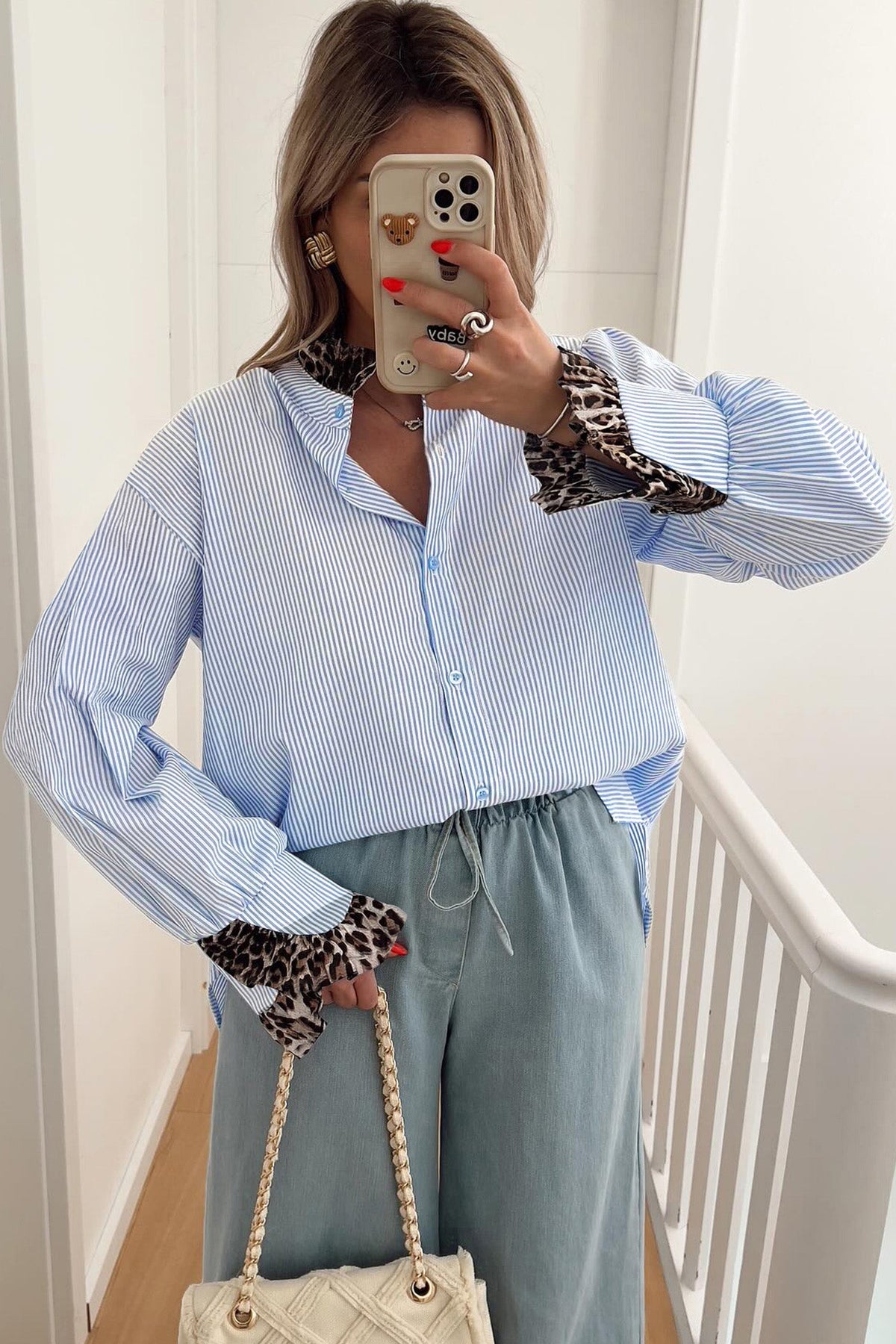 Blue Belle Leopard Ruffle Shirt