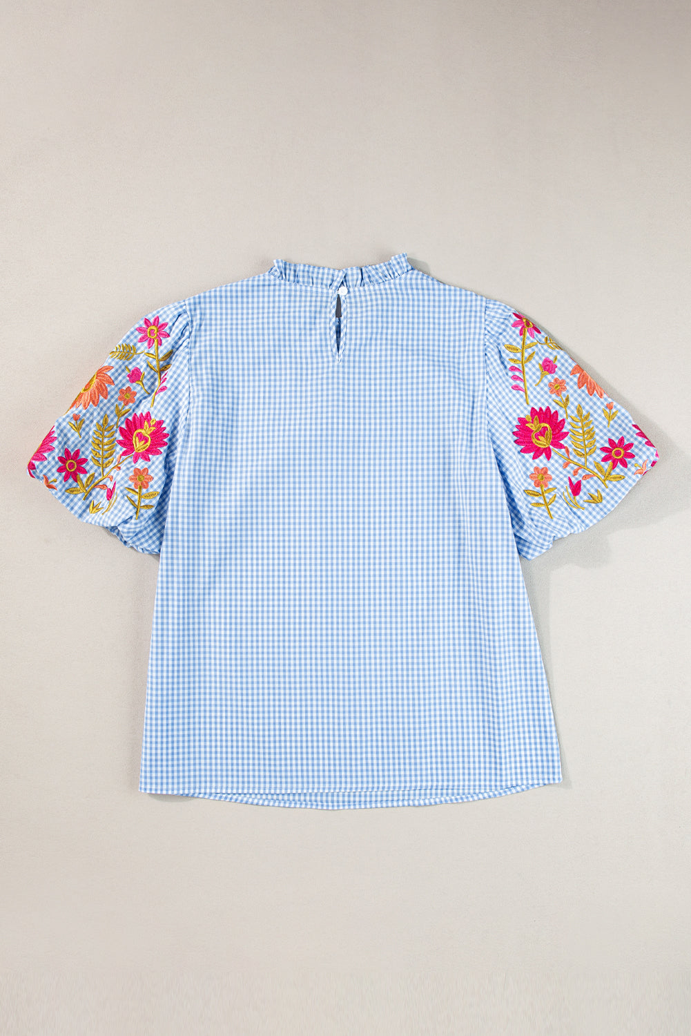 Bluebell Gingham Floral Puff Sleeve Blouse