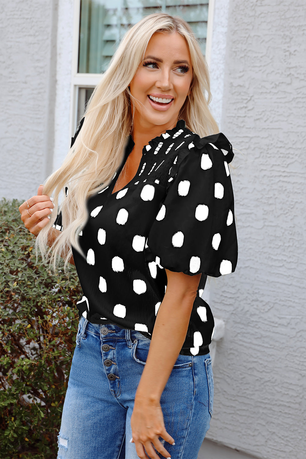 Darlin' Dots Balloon Sleeve Blouse