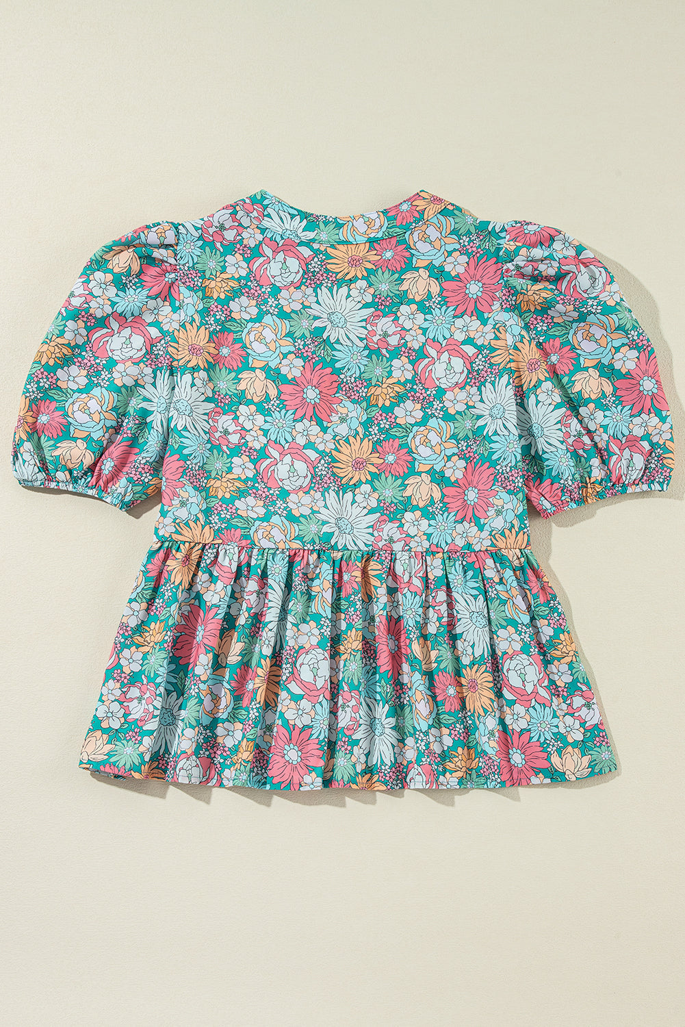 Wildflower Peplum Puff Sleeve Blouse