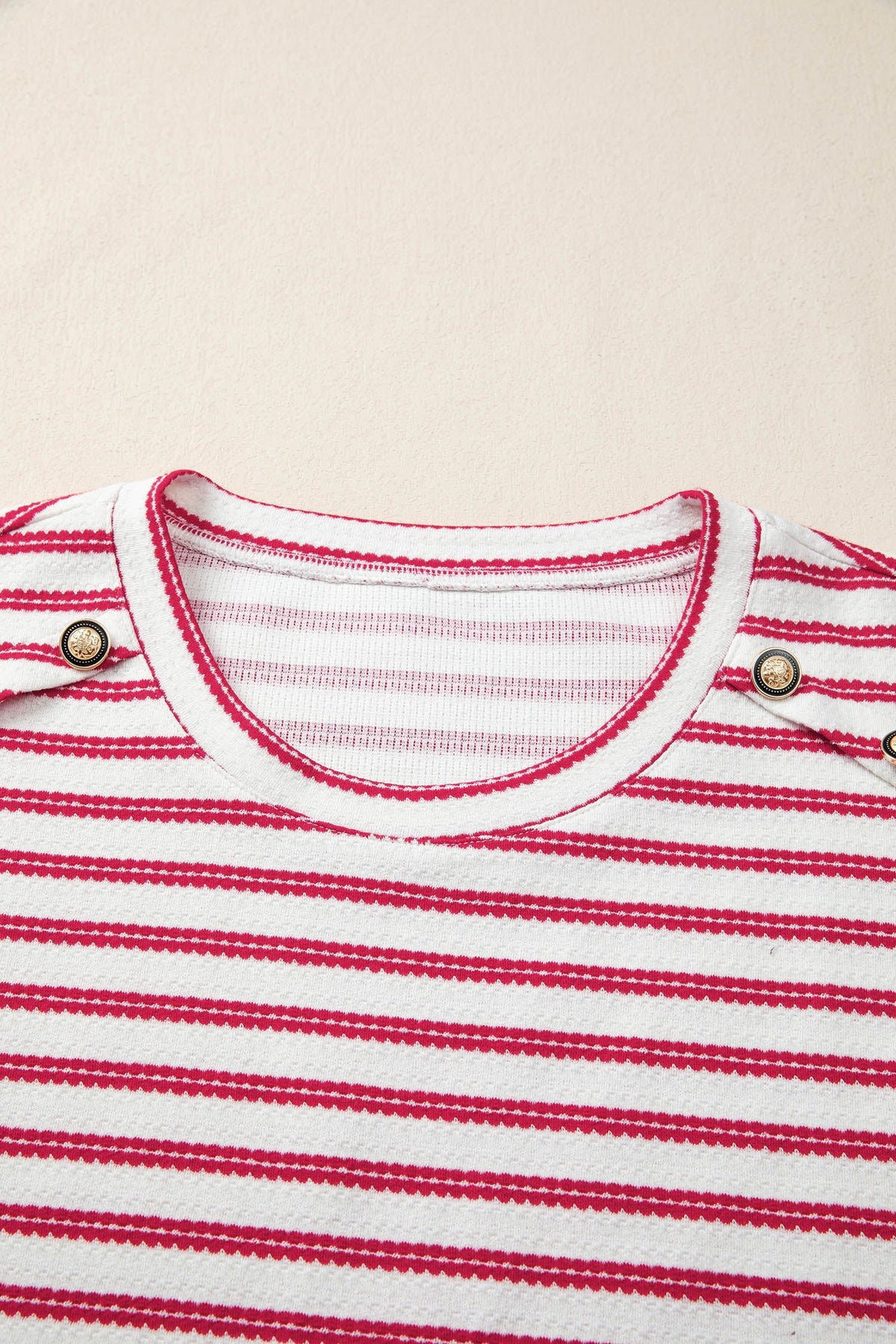 Red River Stripe Button Knit Top