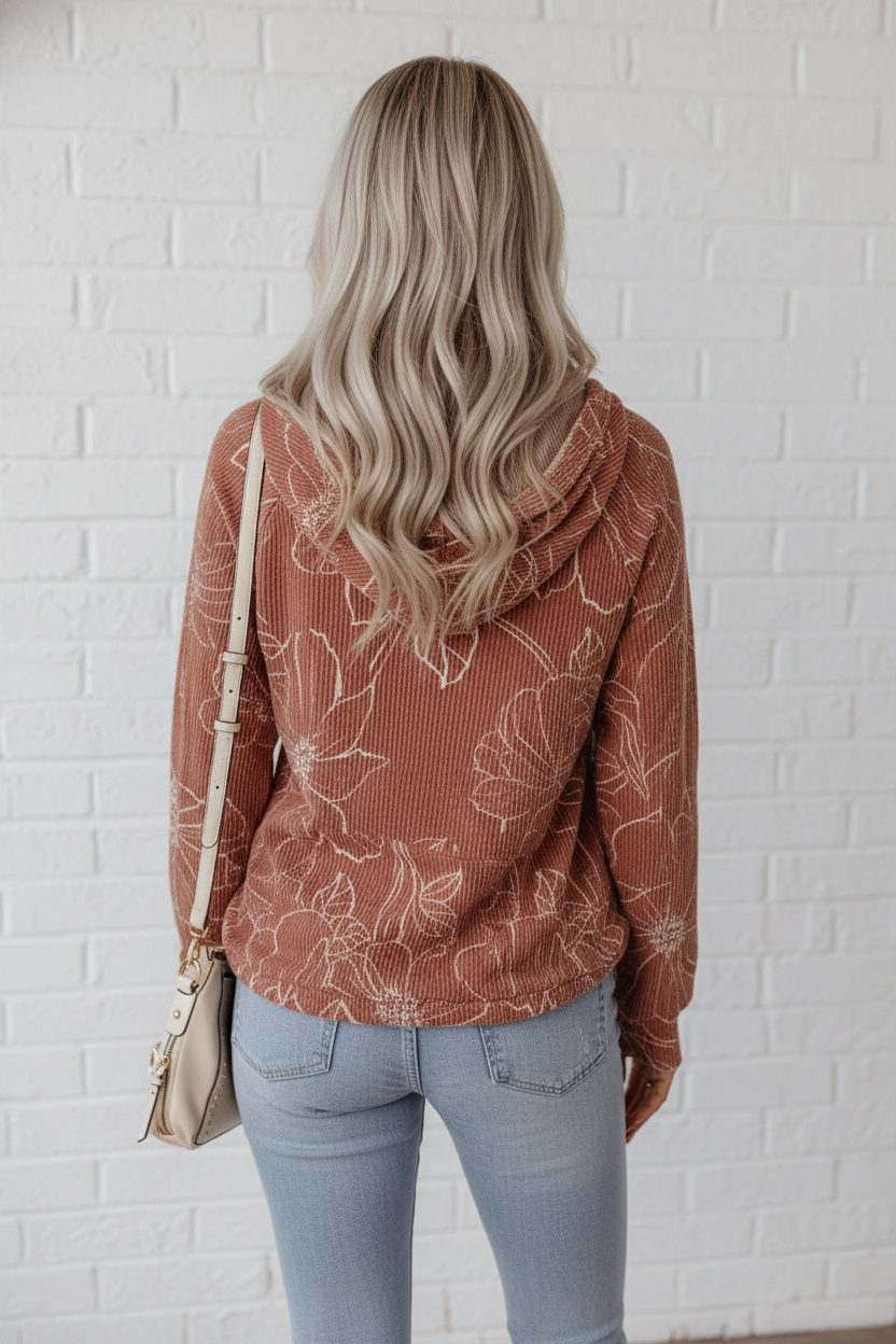 Rust & Wildflowers Textured Hoodie