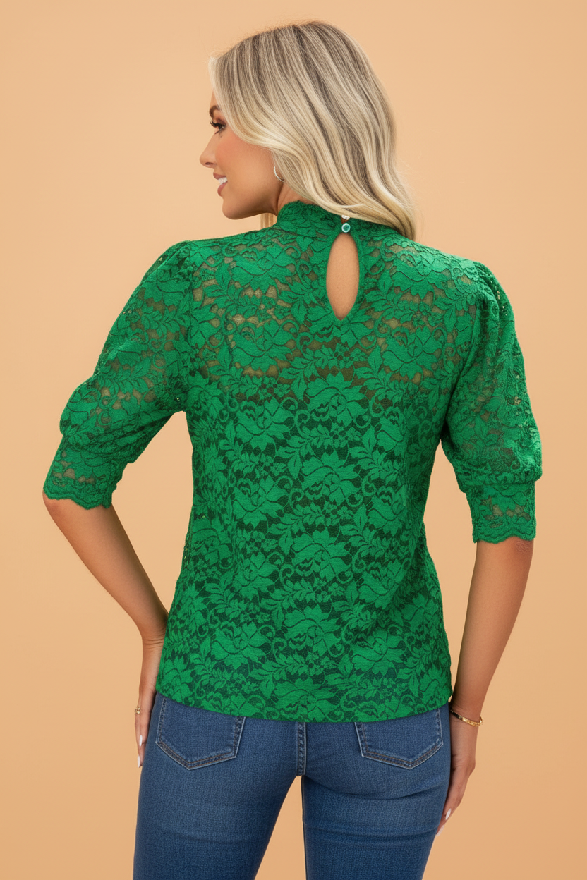 Emerald Grace Lace Blouse