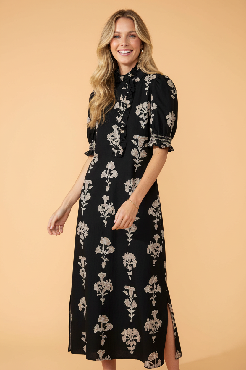 Midnight Meadow Floral Maxi Dress