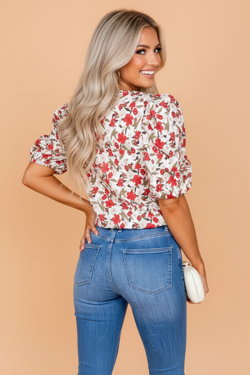 Prairie Rose Puff Sleeve Blouse