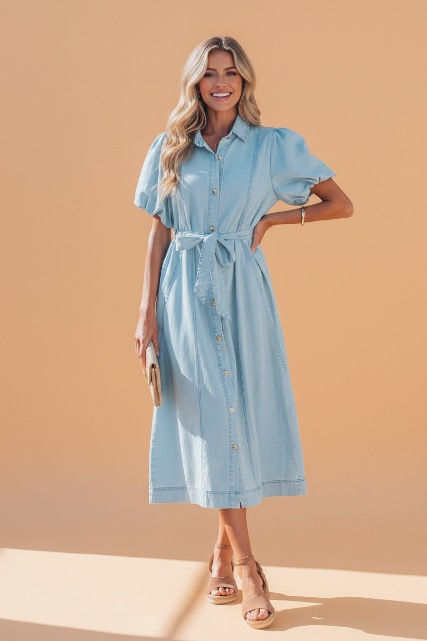 The Stockyards Denim Midi Dress