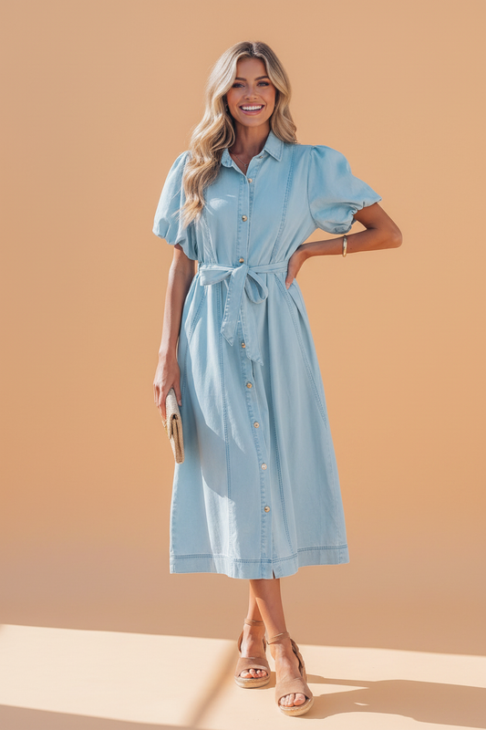 The Stockyards Denim Midi Dress