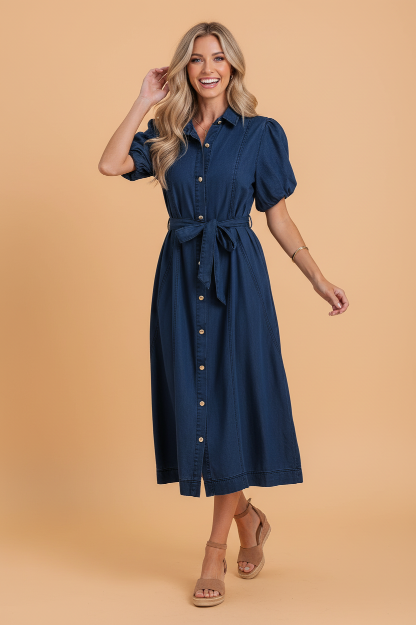 The Stockyards Denim Midi Dress