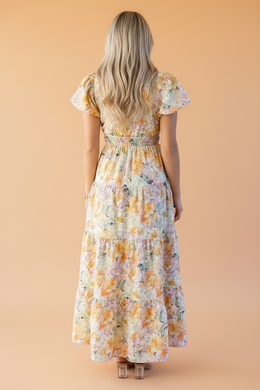 Golden Meadow Floral Maxi Dress