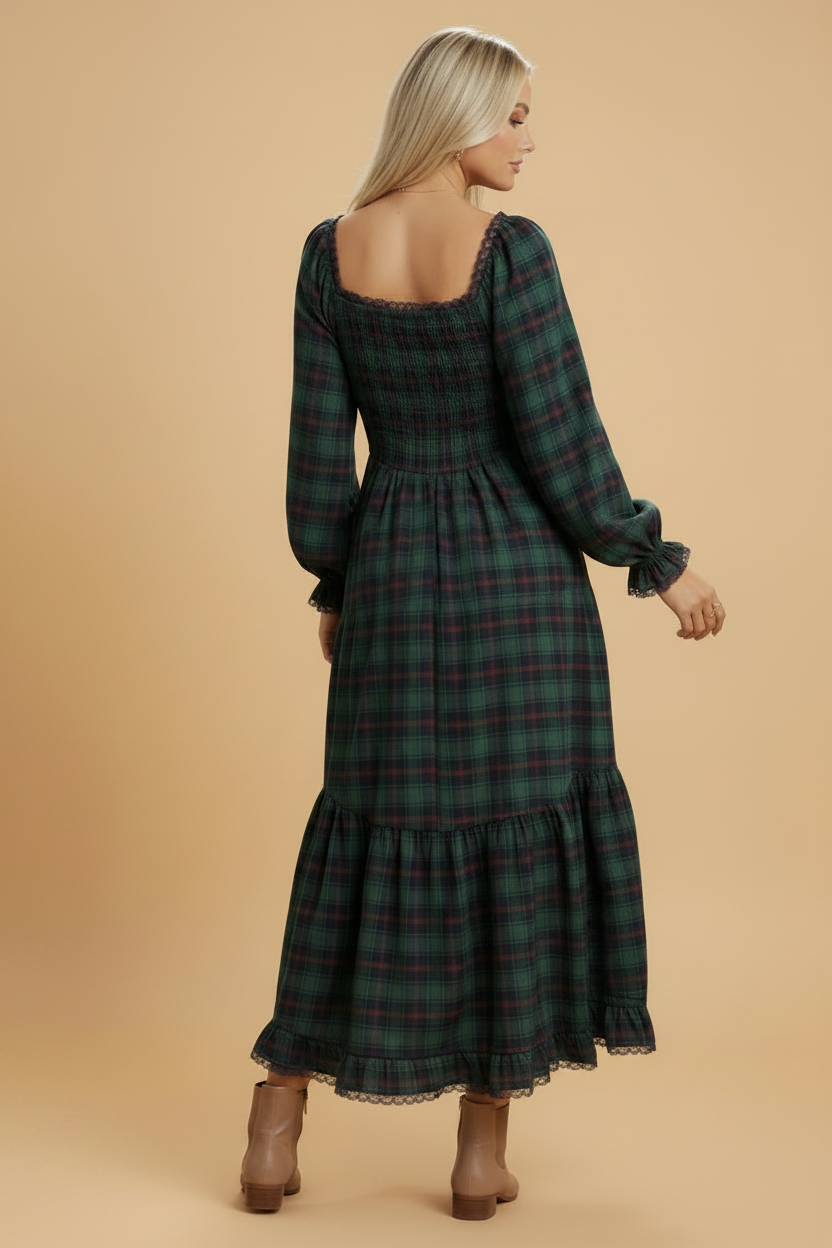 Highland Romance Plaid Maxi Dress