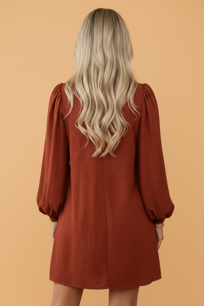 Rust & Ruffles Long Sleeve Mini Dress
