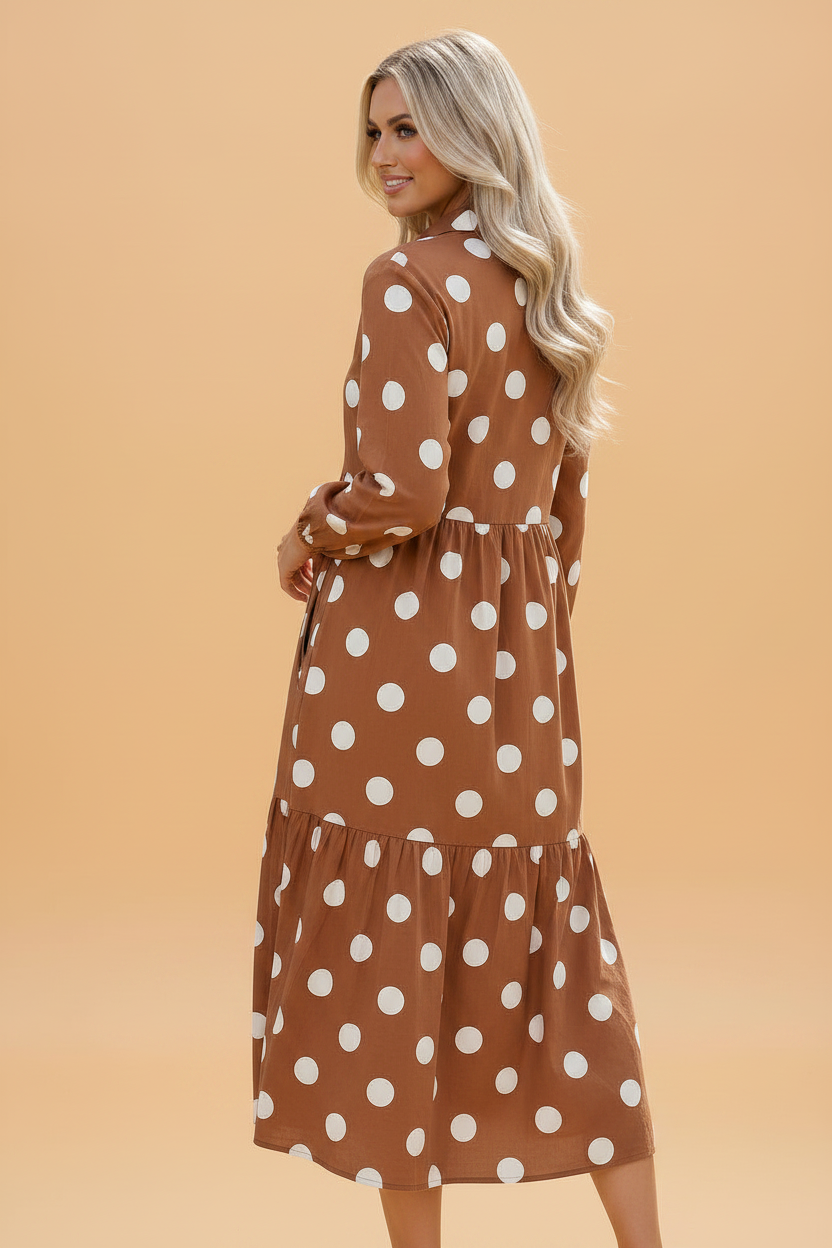Prairie Dot Tiered Midi Dress