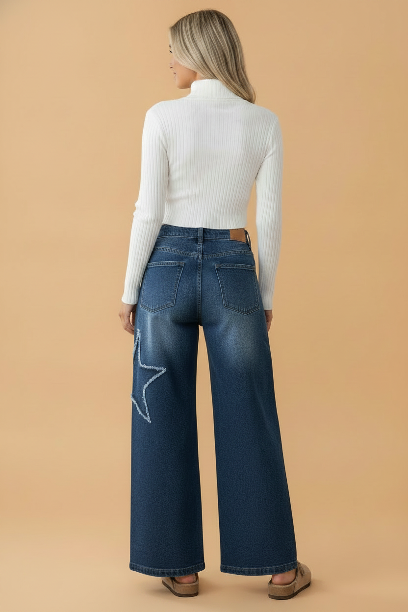 Starlight Distressed Wide Leg Jeans