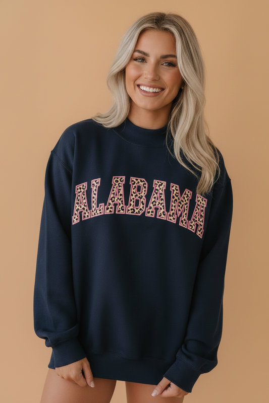 Alabama Wild Side Leopard Letter Sweatshirt